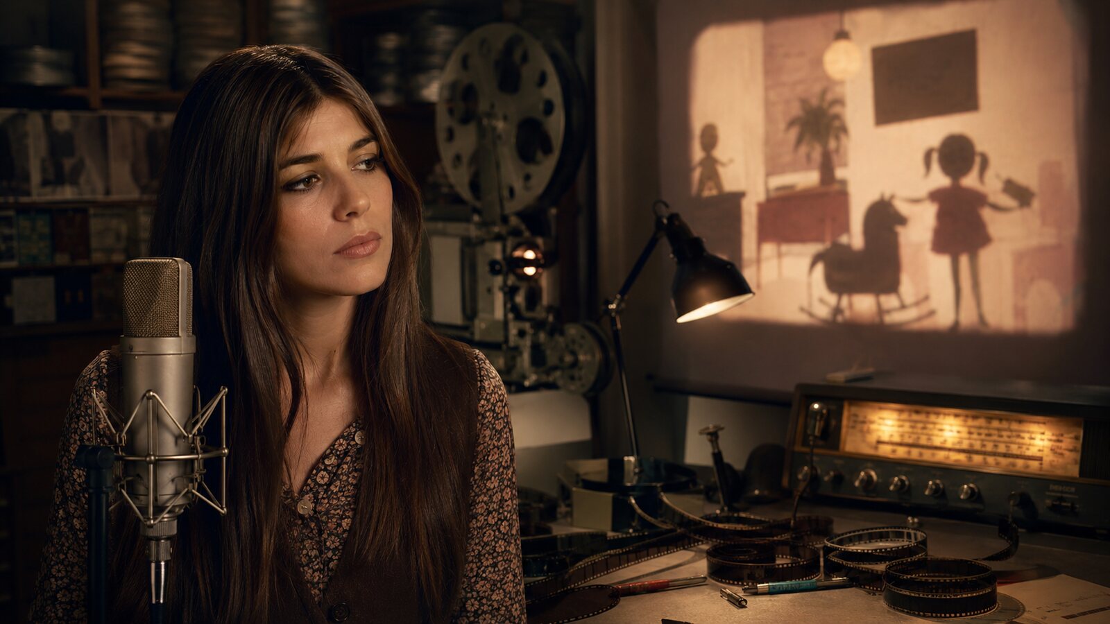 Jeanette en un estudio de cine y radio de 1975, escena inspirada en la historia de Porque te vas